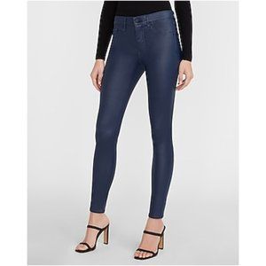 NWT Express Midnight Coated Mid Rise Skinny Blue Jeans